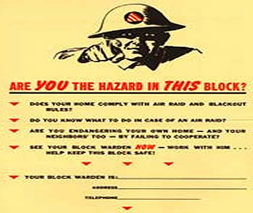 Are you the hazard in this block? People who failed to cooperate with their air raid warden endangered their own home and their neighbors' too. (Folder 2, Box 34, Defense Council Records, OSA)